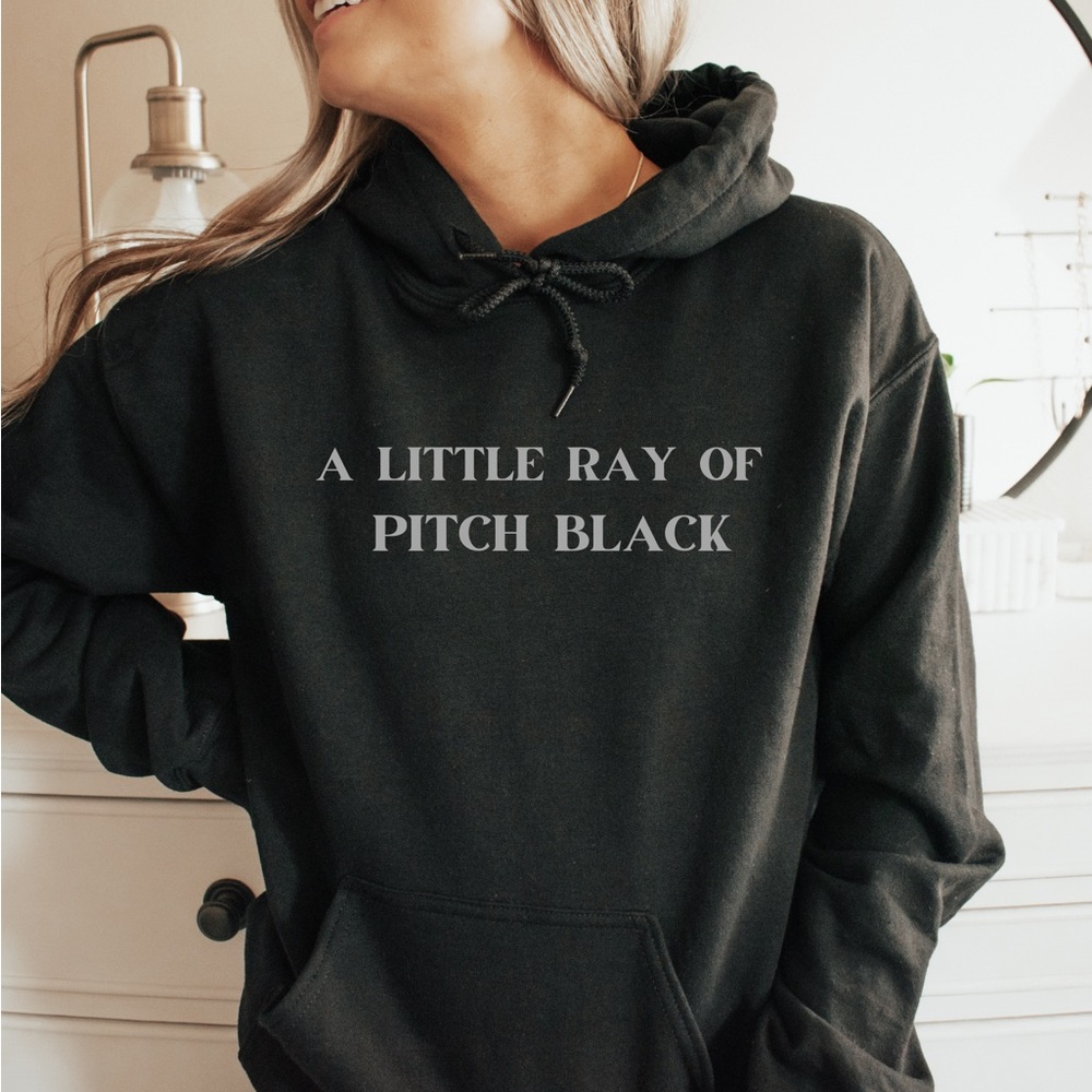 Black Graphic Hoodie little ray of pitch black